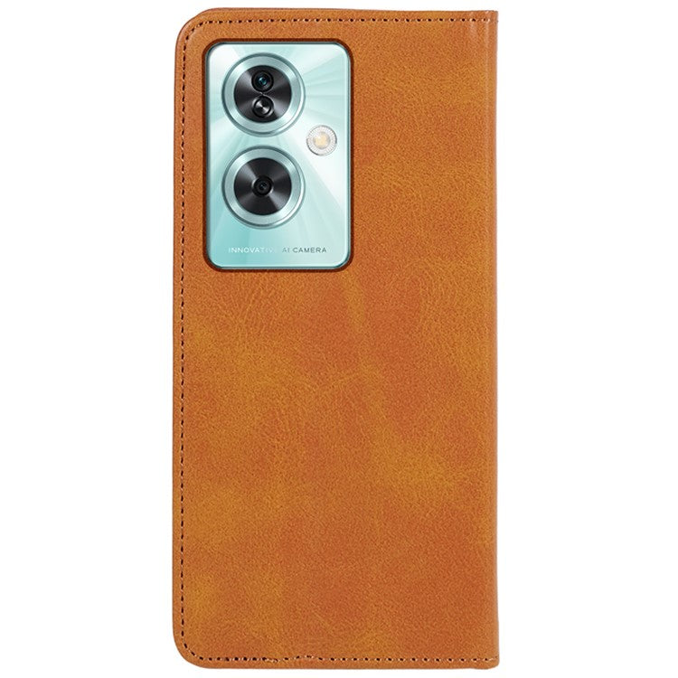Leather Case for OnePlus Nord N30 SE 5G Calf Texture Auto-absorbed Magnetic Phone Wallet Cover - Khaki