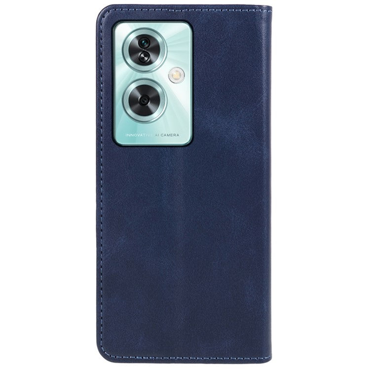 Leather Case for OnePlus Nord N30 SE 5G Calf Texture Auto-absorbed Magnetic Phone Wallet Cover - Blue