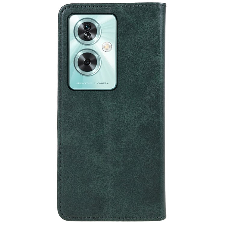 Leather Case for OnePlus Nord N30 SE 5G Calf Texture Auto-absorbed Magnetic Phone Wallet Cover - Green