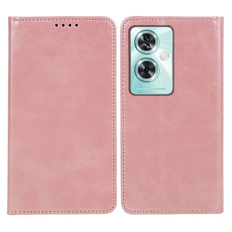 Leather Case for OnePlus Nord N30 SE 5G Calf Texture Auto-absorbed Magnetic Phone Wallet Cover - Rose Gold