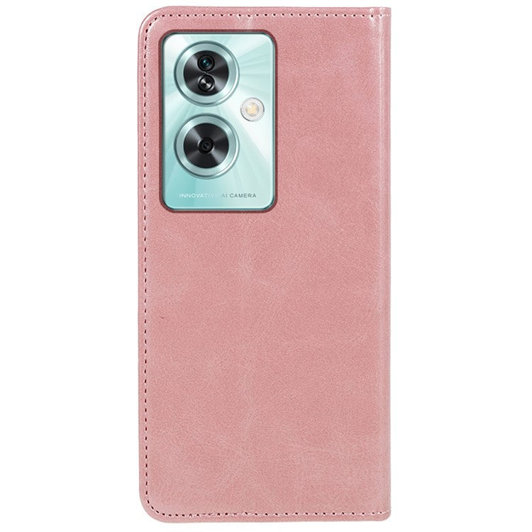 Leather Case for OnePlus Nord N30 SE 5G Calf Texture Auto-absorbed Magnetic Phone Wallet Cover - Rose Gold