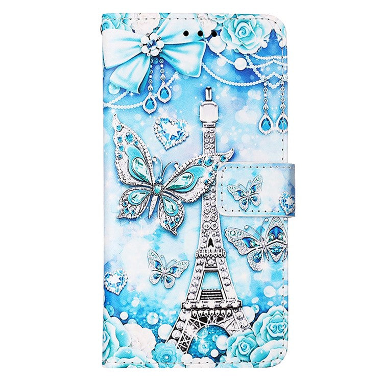 YB Pattern Printing Leather Series-4 for Oppo Reno11 5G (Global) Phone Case with Wallet Stand - Eiffel Tower and Butterfly