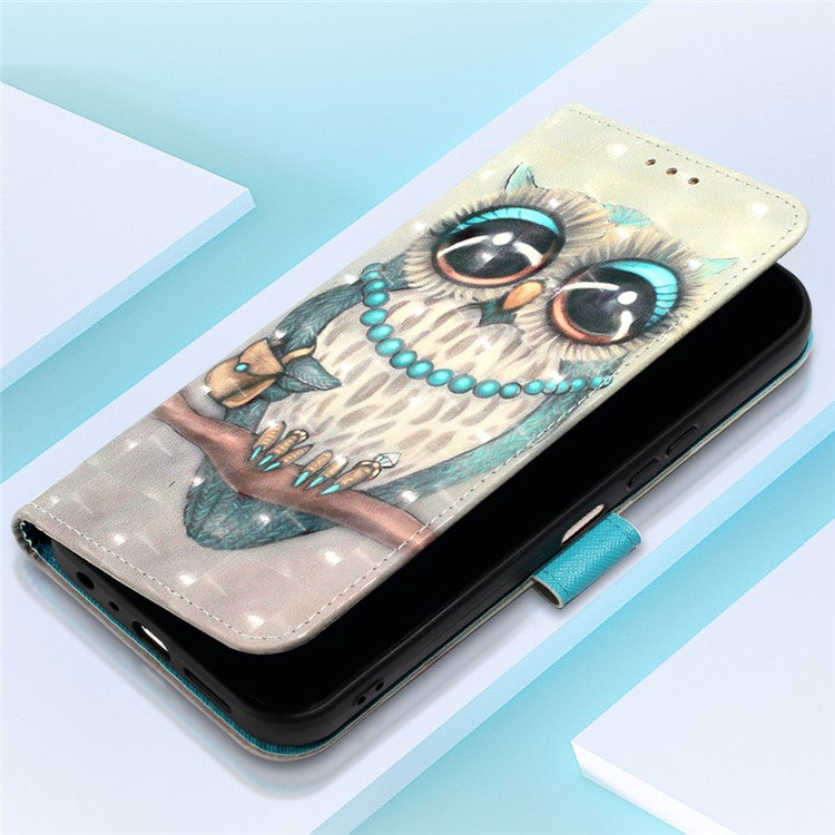 YB Pattern Printing Leather Series-2 For Oppo A79 5G / A2 5G Wallet Case Leather Phone Cover - Grey Owl