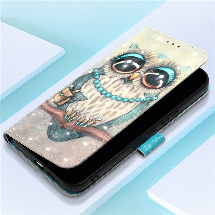 YB Pattern Printing Leather Series-2 For Oppo Reno11 5G (Global) Case Anti-Drop Leather Phone Cover - Grey Owl