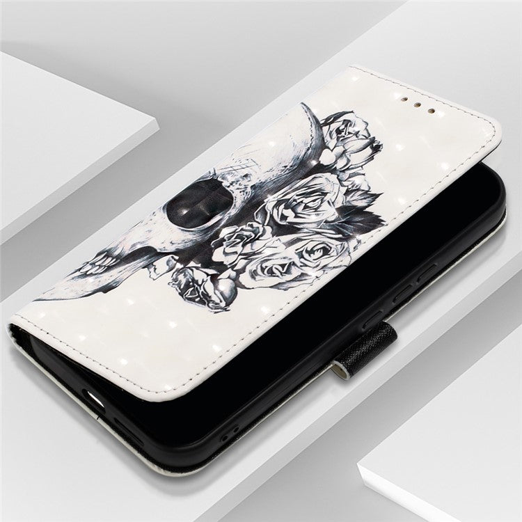 YB Pattern Printing Leather Series-2 For Oppo Reno11 5G (Global) Case Anti-Drop Leather Phone Cover - Skull
