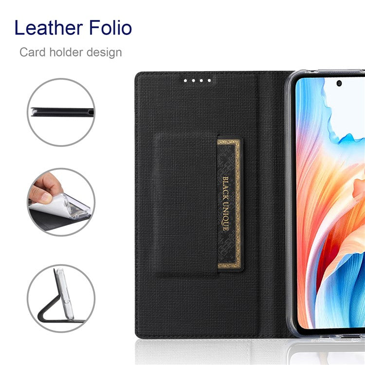 VILI DMX Series For Oppo A79 5G / A2 5G Case Card Holder Leather Magnetic Closure Phone Cover - Black