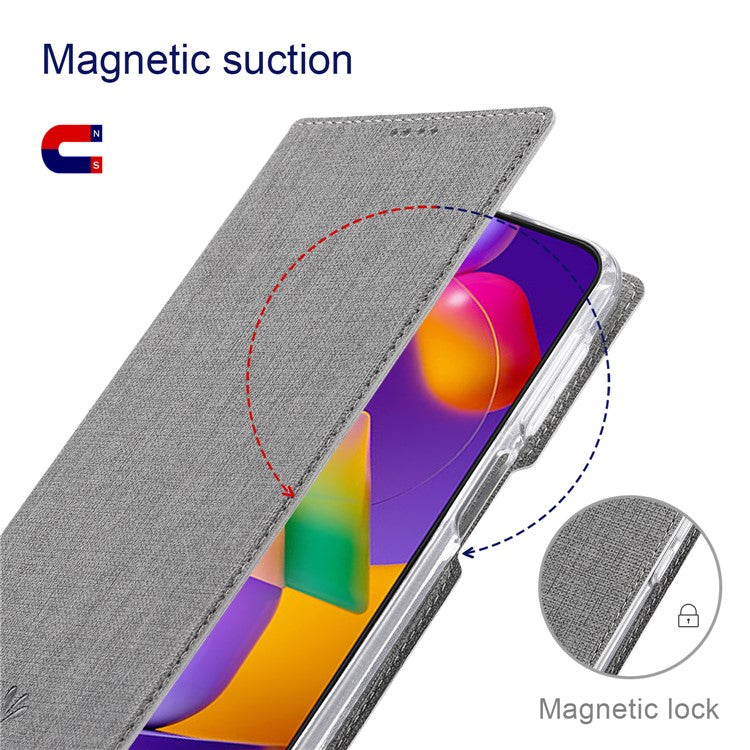 VILI DMX Series For Oppo A79 5G / A2 5G Case Card Holder Leather Magnetic Closure Phone Cover - Grey