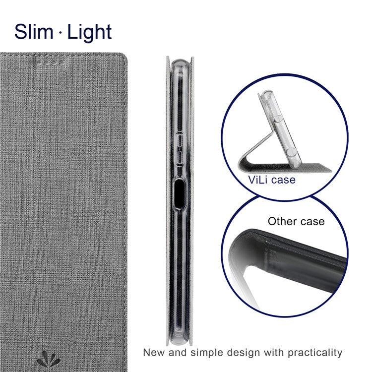 VILI DMX Series For Oppo A79 5G / A2 5G Case Card Holder Leather Magnetic Closure Phone Cover - Grey