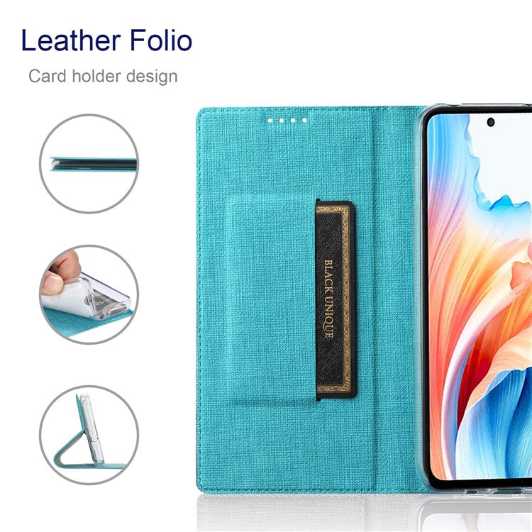 VILI DMX Series For Oppo A79 5G / A2 5G Case Card Holder Leather Magnetic Closure Phone Cover - Blue
