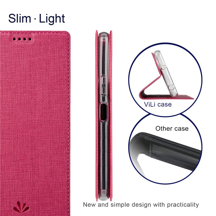 VILI DMX Series For Oppo A79 5G / A2 5G Case Card Holder Leather Magnetic Closure Phone Cover - Rose