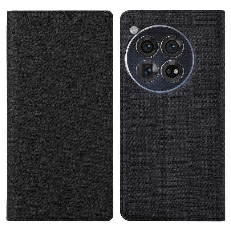 VILI DMX Series For OnePlus 12 5G Case with Card Holder Slot Leather Stand Phone Cover - Black