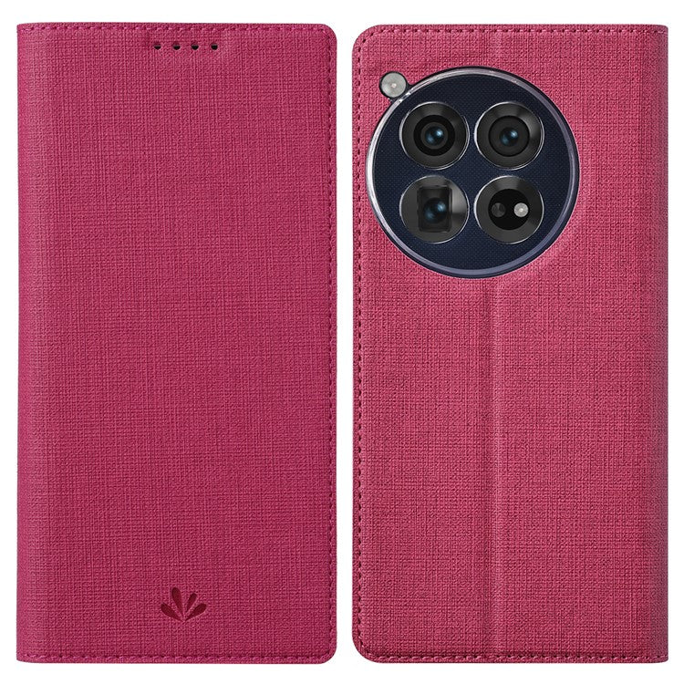 VILI DMX Series For OnePlus 12 5G Case with Card Holder Slot Leather Stand Phone Cover - Rose