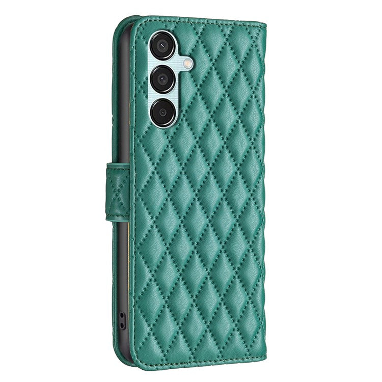 BINFEN COLOR BF Style-14 For Samsung Galaxy M15 5G Magnetic Case Leather Card Slots Phone Protector - Green