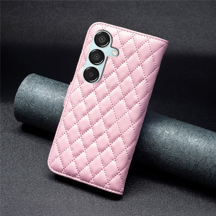 BINFEN COLOR BF Style-14 For Samsung Galaxy M15 5G Magnetic Case Leather Card Slots Phone Protector - Pink