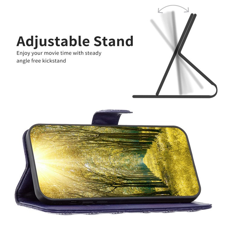 BINFEN COLOR BF Style-14 For Samsung Galaxy M15 5G Magnetic Case Leather Card Slots Phone Protector - Blue