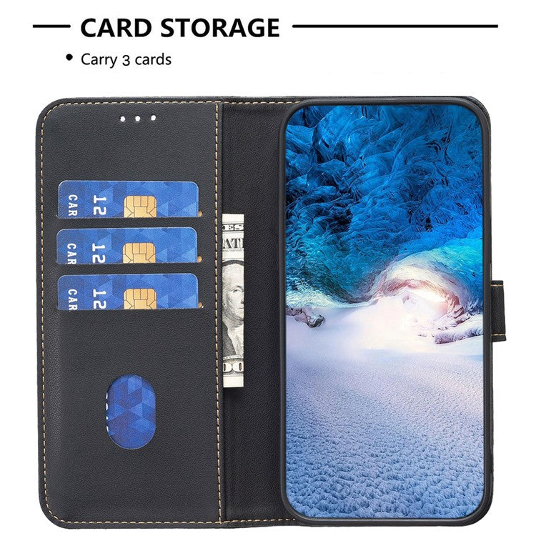 BINFEN COLOR BF17 For Samsung Galaxy M15 5G Case Magnetic Closing Drop-proof Phone Wallet Cover - Black
