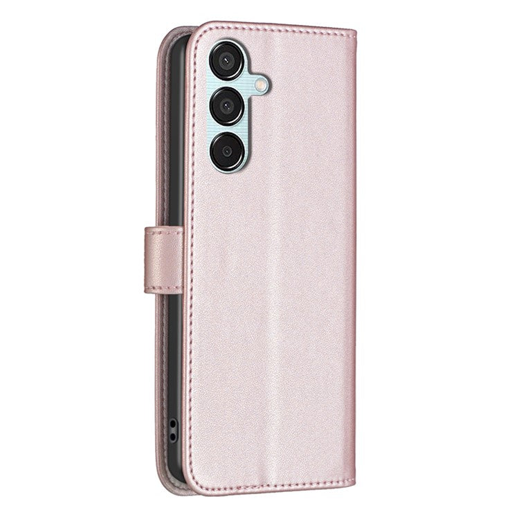 BINFEN COLOR BF17 For Samsung Galaxy M15 5G Case Magnetic Closing Drop-proof Phone Wallet Cover - Rose Gold