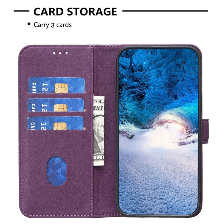 BINFEN COLOR BF17 For Samsung Galaxy M15 5G Case Magnetic Closing Drop-proof Phone Wallet Cover - Dark Purple