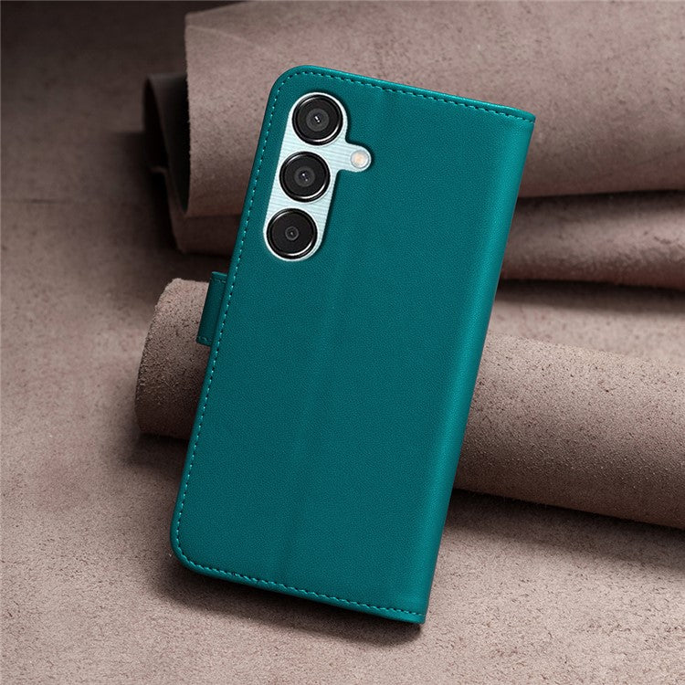 BINFEN COLOR BF17 For Samsung Galaxy M15 5G Case Magnetic Closing Drop-proof Phone Wallet Cover - Green