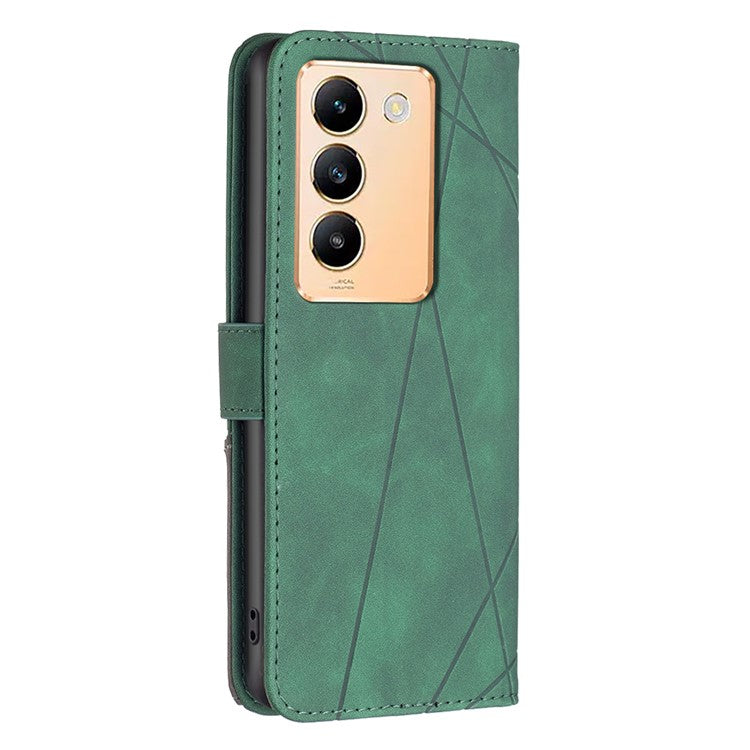 BINFEN COLOR BF05 For vivo Y200e 5G Wallet Case Geometric Imprinted Cell Phone Cover - Green