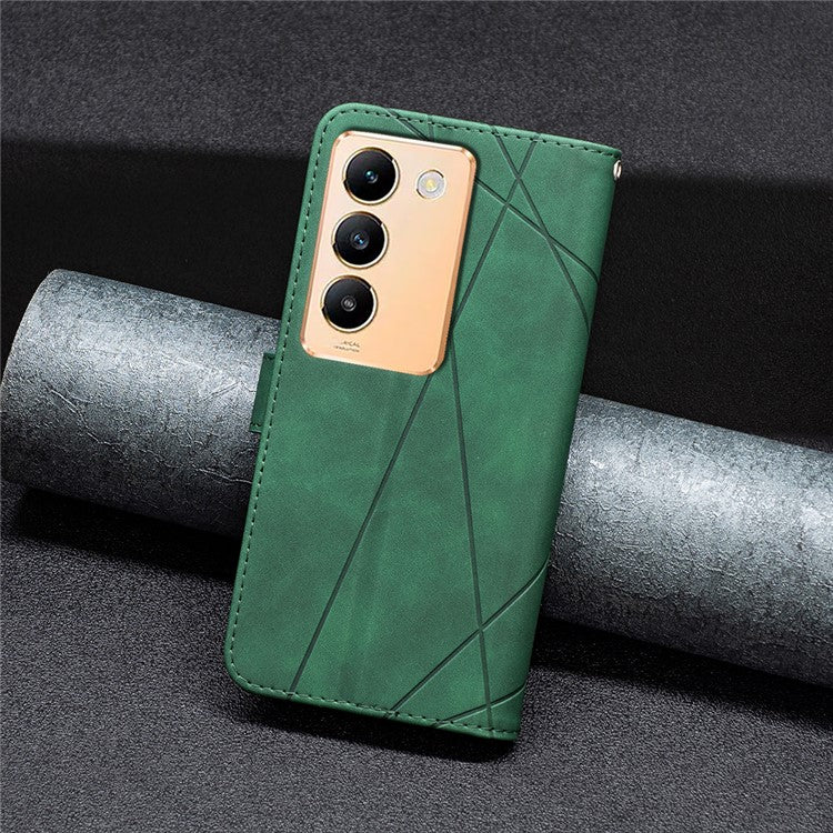 BINFEN COLOR BF05 For vivo Y200e 5G Wallet Case Geometric Imprinted Cell Phone Cover - Green