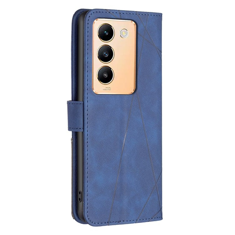 BINFEN COLOR BF05 For vivo Y200e 5G Wallet Case Geometric Imprinted Cell Phone Cover - Blue