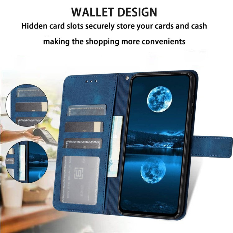 For Samsung Galaxy A54 5G Case PU Leather Magnetic Closure Handbag Phone Cover - Blue