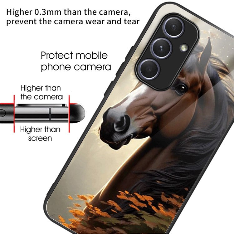 For Samsung Galaxy A34 5G Case Colorful Pattern Tempered Glass Protective Phone Cover - Horse