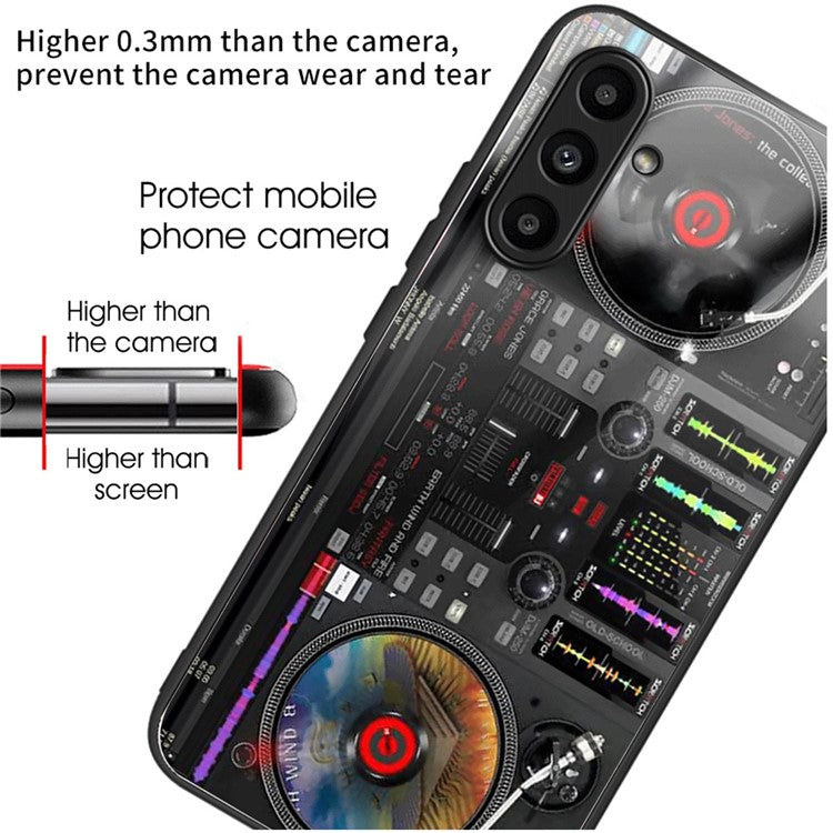 For Samsung Galaxy A14 4G / 5G Cover Anti-scratch Tempered Glass+TPU+PC Cell Phone Case - Music