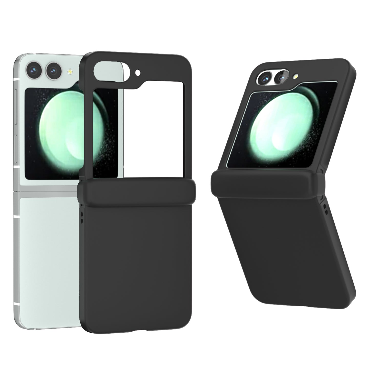 For Samsung Galaxy Z Flip6 5G Case Skin-touch PC Phone Cover with Hinge Protection - Black