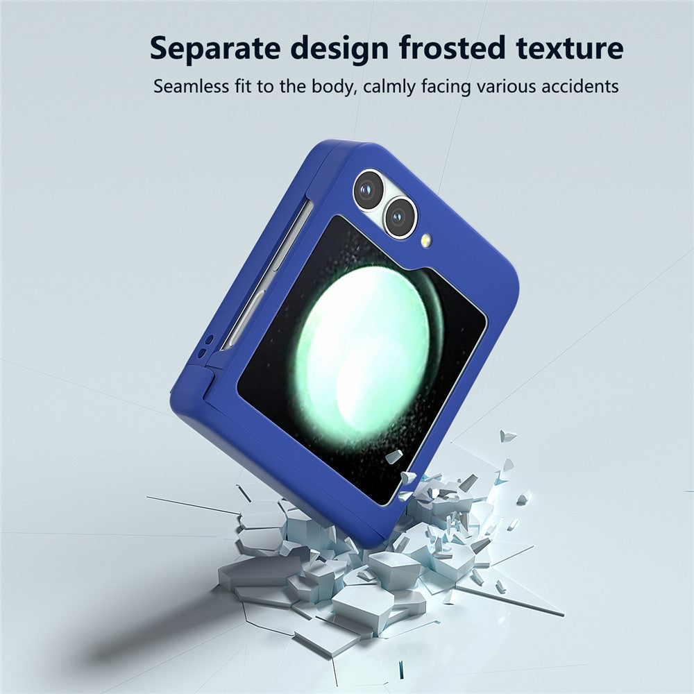 For Samsung Galaxy Z Flip7 FE 5G / Z Flip6 5G Case Skin-touch PC Phone Cover with Hinge Protection - Blue