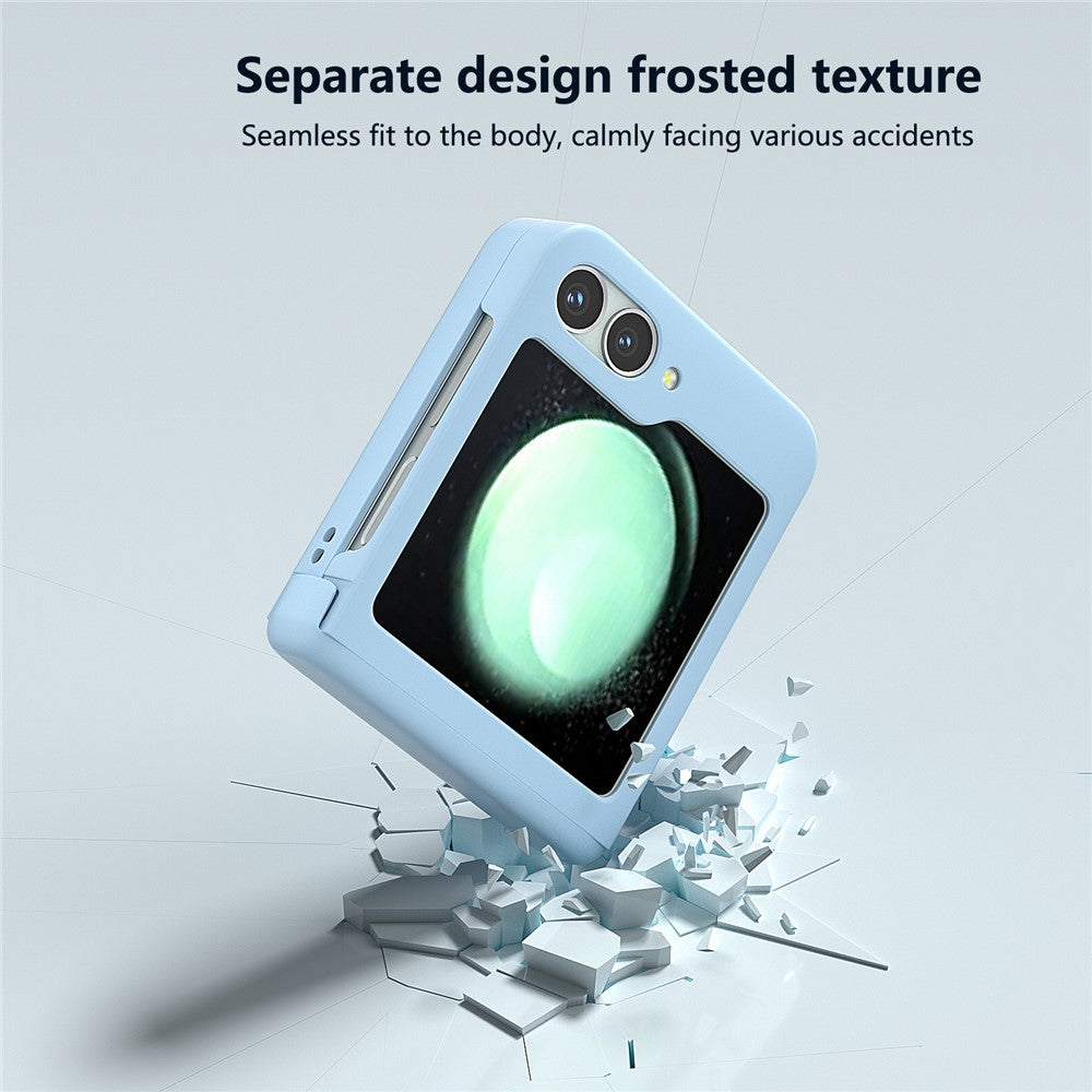 For Samsung Galaxy Z Flip7 FE 5G / Z Flip6 5G Case Skin-touch PC Phone Cover with Hinge Protection - Baby Blue