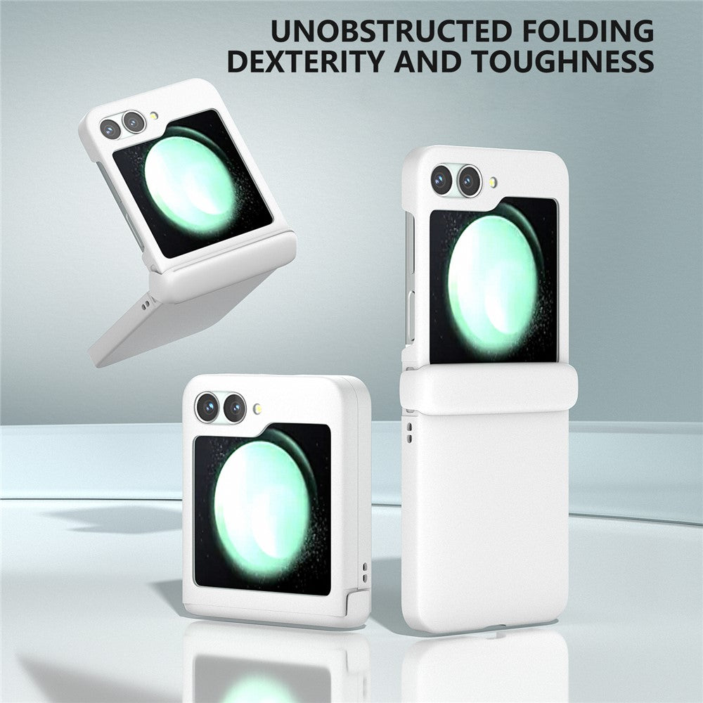 For Samsung Galaxy Z Flip7 FE 5G / Z Flip6 5G Case Skin-touch PC Phone Cover with Hinge Protection - White
