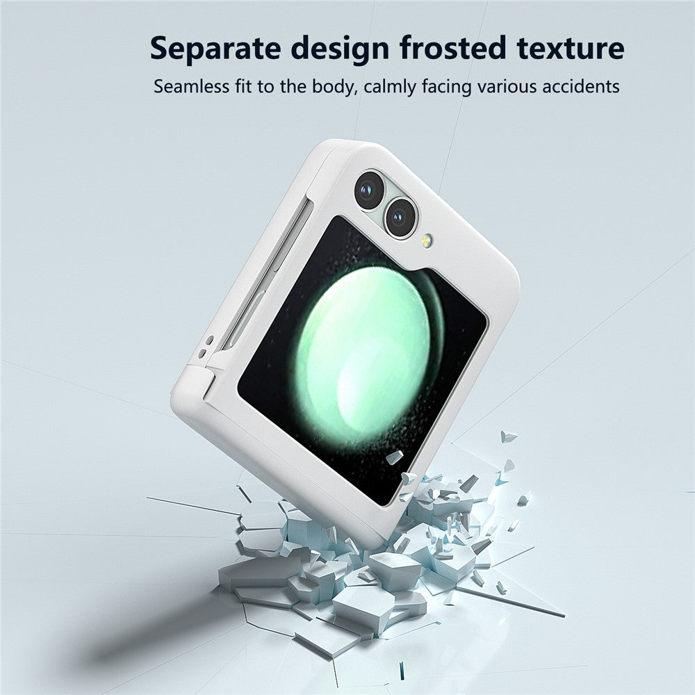 For Samsung Galaxy Z Flip7 FE 5G / Z Flip6 5G Case Skin-touch PC Phone Cover with Hinge Protection - White