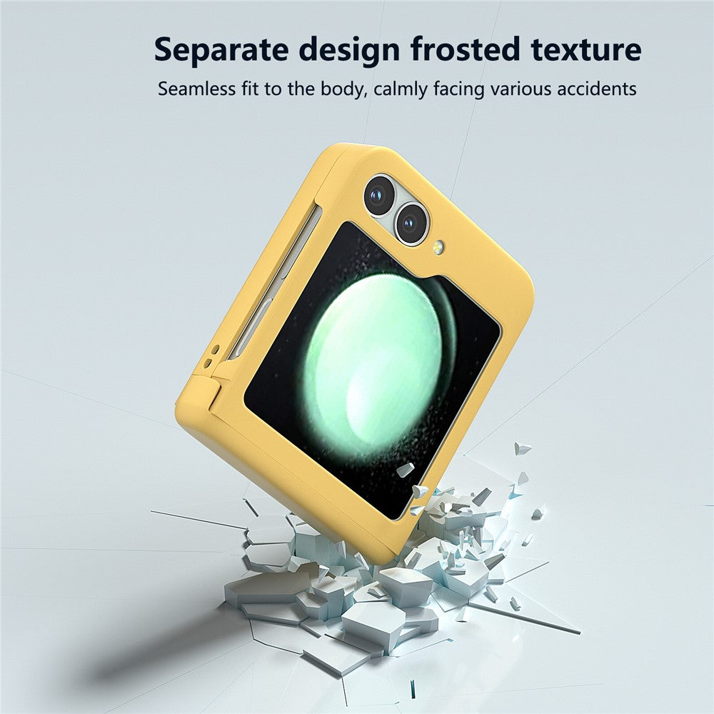 For Samsung Galaxy Z Flip7 FE 5G / Z Flip6 5G Case Skin-touch PC Phone Cover with Hinge Protection - Yellow