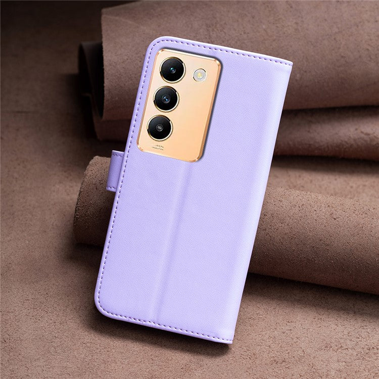 BINFEN COLOR BF17 For vivo Y200e 5G Wallet Case Magnetic Closing Card Slots Phone Cover - Purple