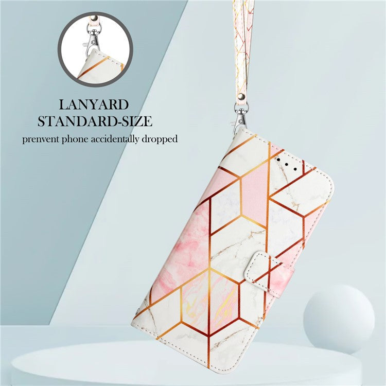 YB Pattern Printing Leather Series-5 For Oppo A79 5G / A2 5G Case Card Slots Wallet Leather Phone Cover - Pink+White LS002