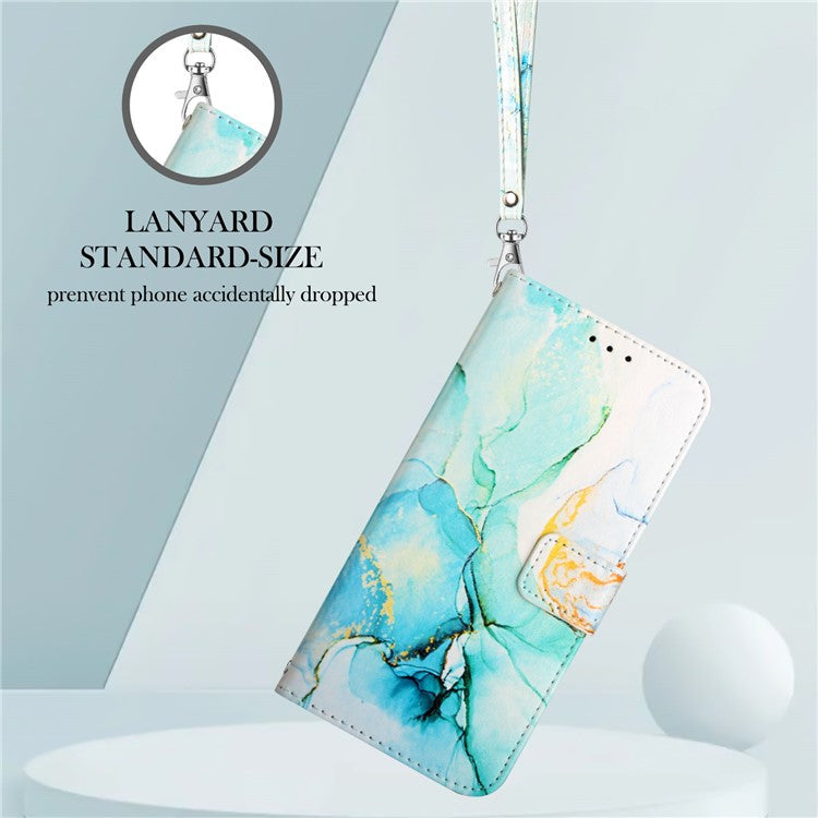 YB Pattern Printing Leather Series-5 For Oppo A79 5G / A2 5G Case Card Slots Wallet Leather Phone Cover - Green LS003
