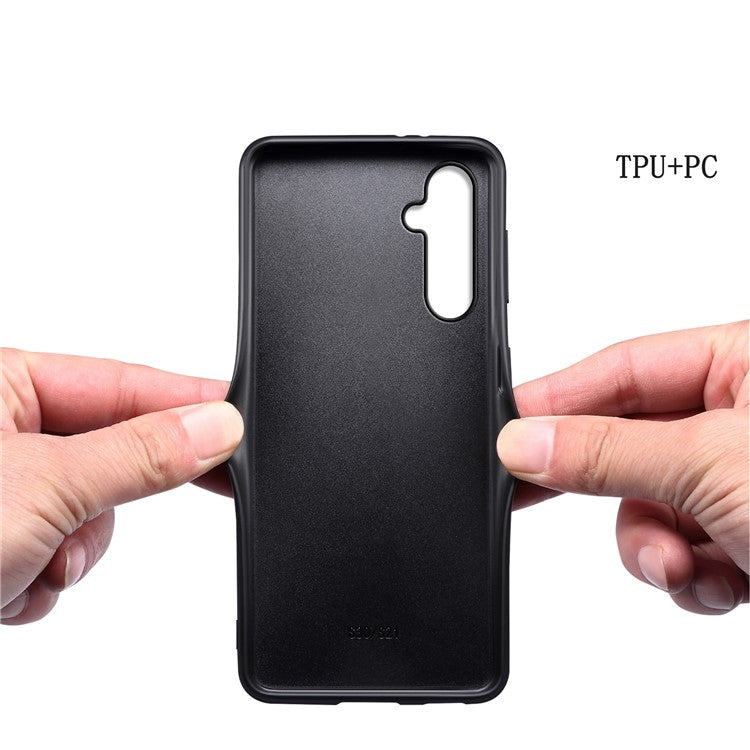 For Samsung Galaxy A34 5G Cell Phone Cases Calf Texture Leather+PC+TPU Slim-Fit Cover - Black