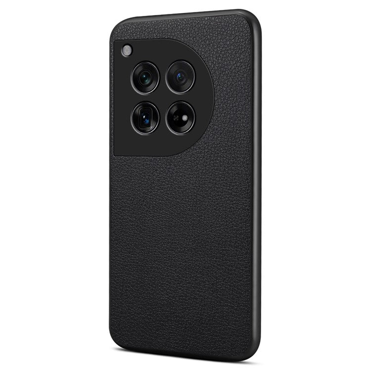 Leather Case for OnePlus 12 5G Shell Scratch-proof Calf Texture Back Cover - Black