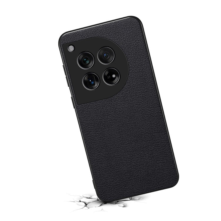 Leather Case for OnePlus 12 5G Shell Scratch-proof Calf Texture Back Cover - Black