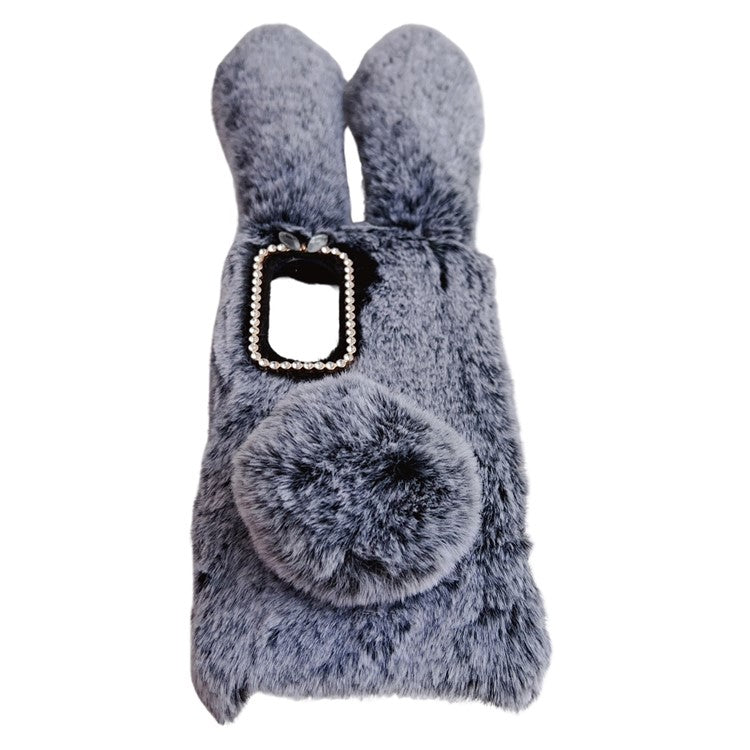 For Asus Zenfone 9 5G Phone Case Bunny Ears Furry Hairball Soft TPU Cover - Dark Grey