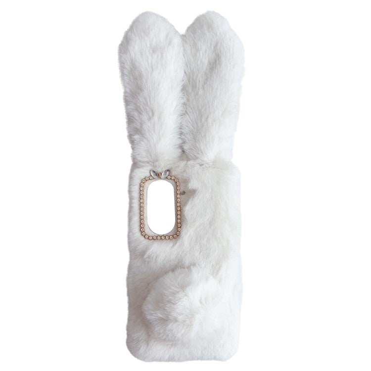 For Asus Zenfone 9 5G Phone Case Bunny Ears Furry Hairball Soft TPU Cover - White