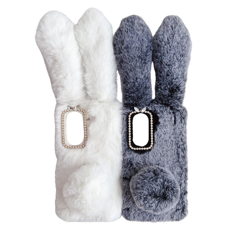 For Asus Zenfone 9 5G Phone Case Bunny Ears Furry Hairball Soft TPU Cover - White