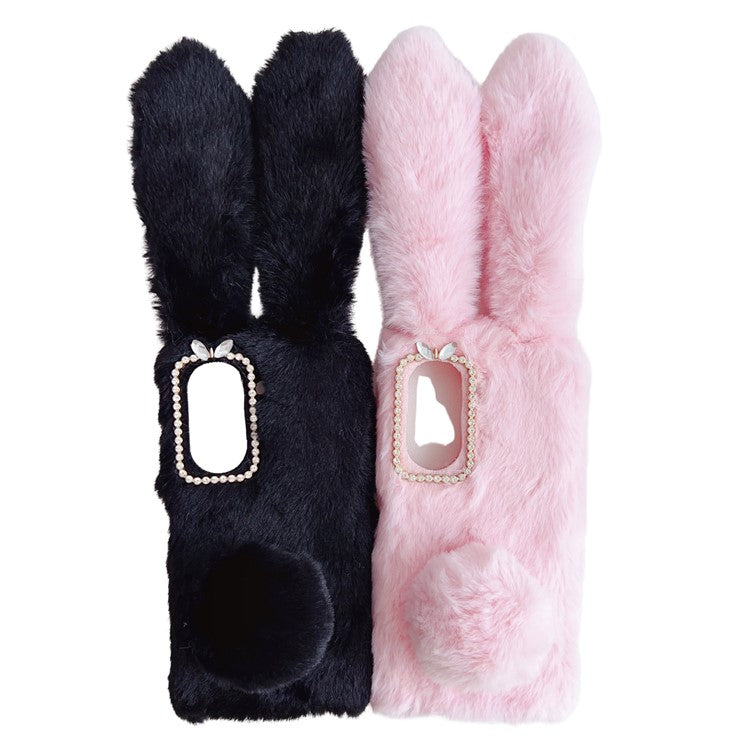 For Asus Zenfone 9 5G Phone Case Bunny Ears Furry Hairball Soft TPU Cover - Pink