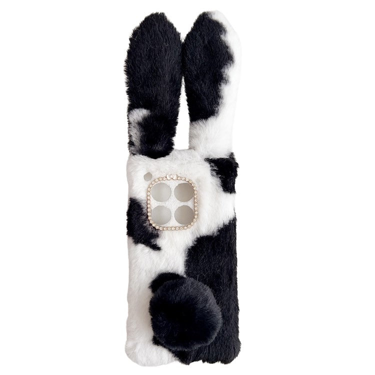 For OnePlus 12 5G Case Fluffy Cows Ear Shockproof Soft TPU Phone Cover - Black