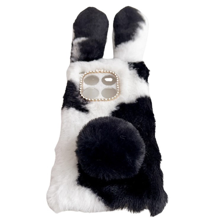 For OnePlus 12 5G Case Fluffy Cows Ear Shockproof Soft TPU Phone Cover - Black