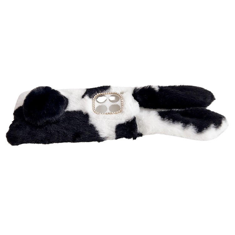 For OnePlus 12 5G Case Fluffy Cows Ear Shockproof Soft TPU Phone Cover - Black
