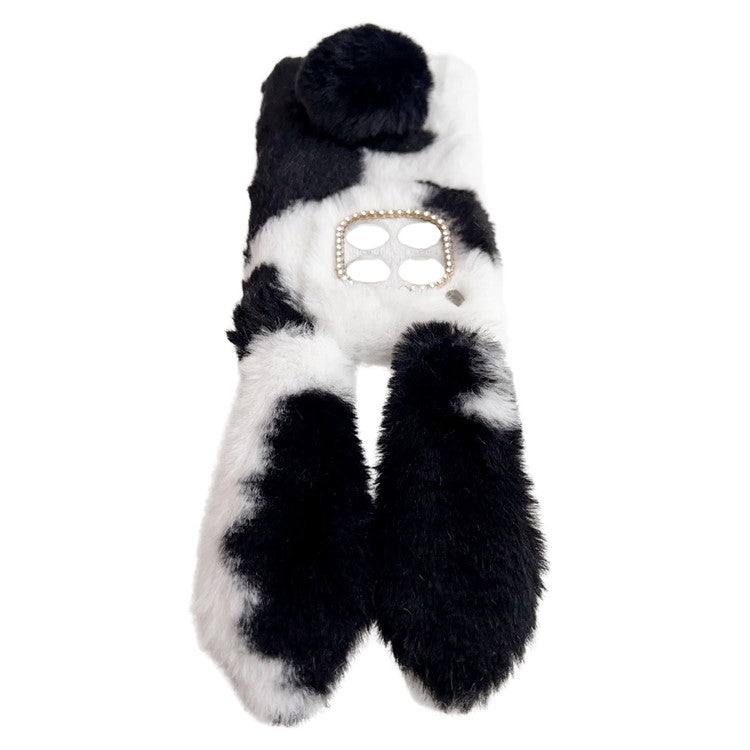 For OnePlus 12 5G Case Fluffy Cows Ear Shockproof Soft TPU Phone Cover - Black