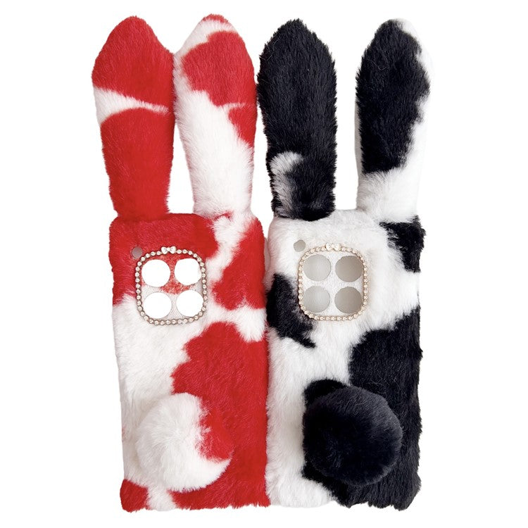 For OnePlus 12 5G Case Fluffy Cows Ear Shockproof Soft TPU Phone Cover - Red